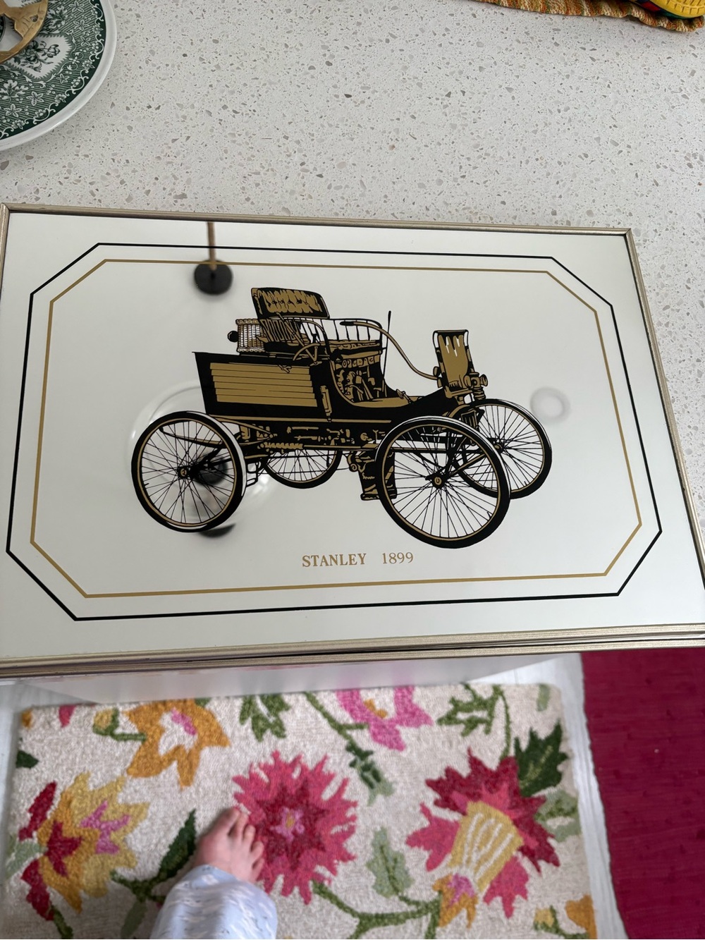 Set of 3 Vintage Car Wall Mirrors Bar decor. Black & Gold Illustration - Picture 2 of 3